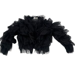 Kate Hewko Black Tulle Ruffle Statement Jacket Cropped Avant Garde Top